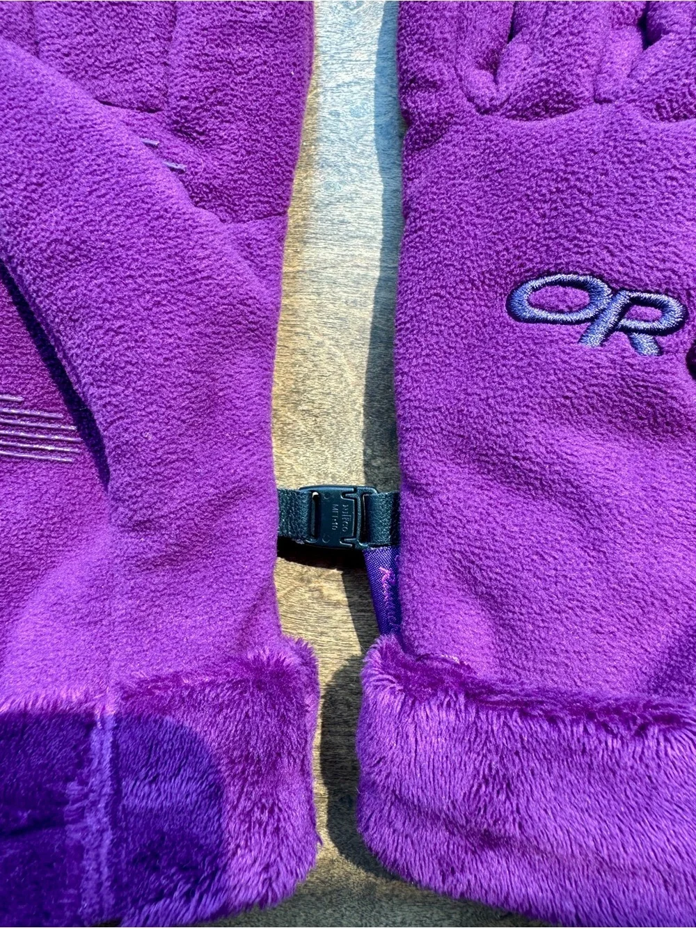 Bright Magenta Fleece Glove Pair with sensor tips.